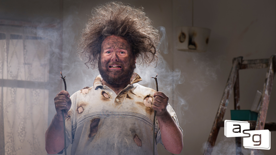 Image depicting a person attempting DIY electrical work, highlighting the importance of effective sales training