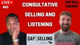 Keenan and a salesperson engaged in a conversation about active listening and consultative selling as they discuss the principles of Gap Selling.