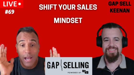 Image: A sales call scene where a seller passionately emphasizes the shift from a traditional sales mindset to one focused on curiosity and understanding, highlighting the importance of this transformative change in the sales approach.
