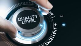 A close-up of a hand turning a dial labeled "Quality Level," adjusting it toward "Excellent," symbolizing the importance of improving quality to increase sales pipeline efficiency and results.