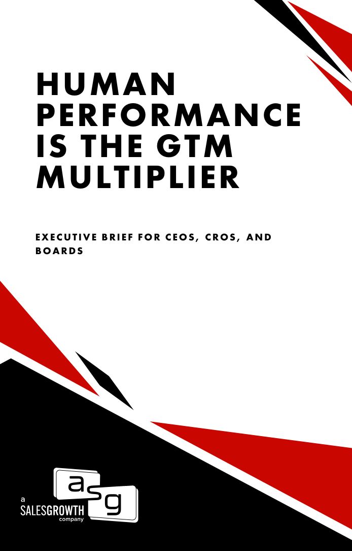 Cover of The ASG Problem-Centric OS™ guide outlining sales system misalignments and a connected GTM framework for consistent revenue growth.