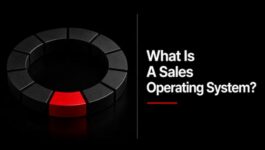 Circular structure made of black segments completed by a single red segment beside the headline “What Is a Sales Operating System?”, representing the missing operating discipline that connects sales methodology, training, tools, and enablement.