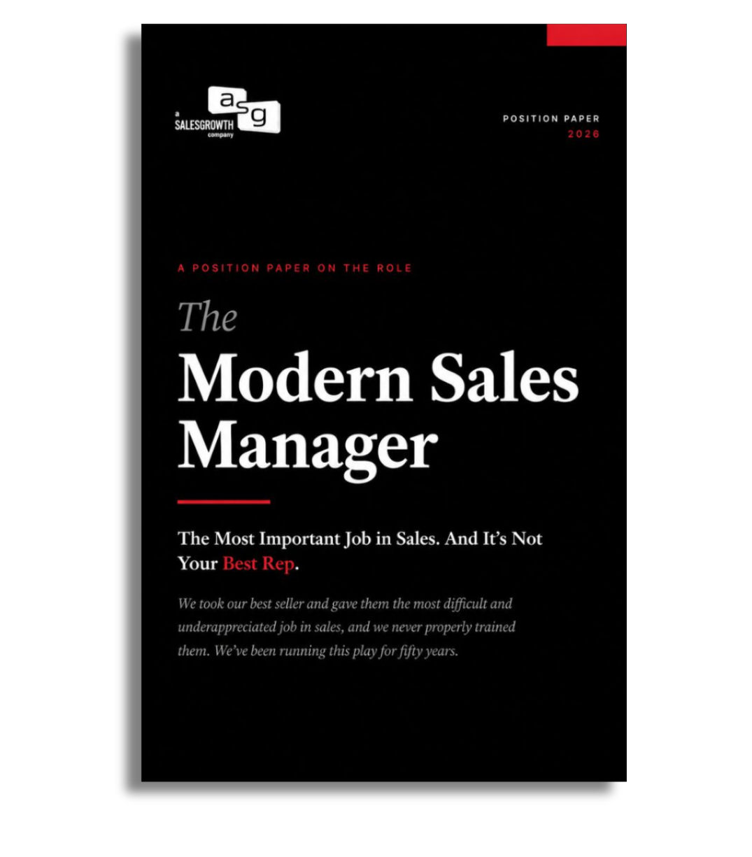 The Modern Sales Manager position paper cover from A Sales Growth Company about the overlooked role of frontline sales managers in sales performance.