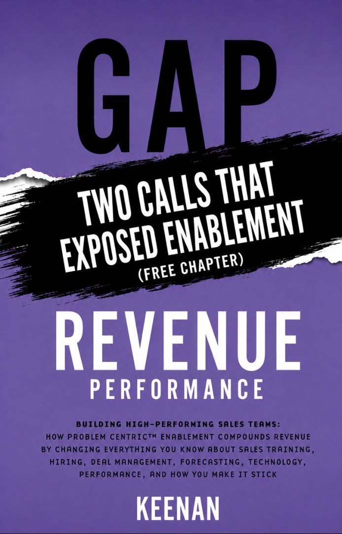 Two Calls That Exposed Enablement free chapter from Gap Revenue Performance with purple book cover and sales enablement performance messaging.