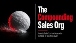 Large snowball rolling and gathering snow beside “The Compounding Sales Org,” representing how each quarter builds on retained gains instead of starting over.