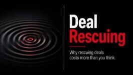 Black and red ripple effect beside the headline “Deal Rescuing,” representing the long-term impact of sales managers taking over stalled deals instead of coaching their reps.