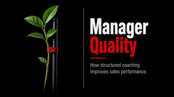 Manager quality and sales performance thumbnail featuring a supported sapling, representing how structured coaching helps sales teams grow and perform.