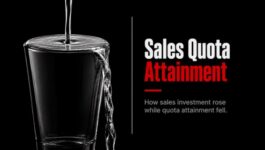 Sales quota attainment thumbnail featuring water overflowing from a full glass, representing rising sales investment while quota attainment declined.